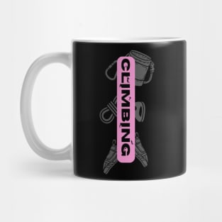 climbing with rock climbing equipment pink Mug